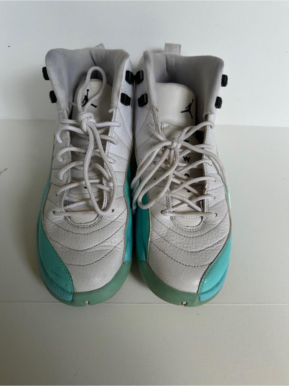 Jordan Kids White and Teal High-Top Sneakers